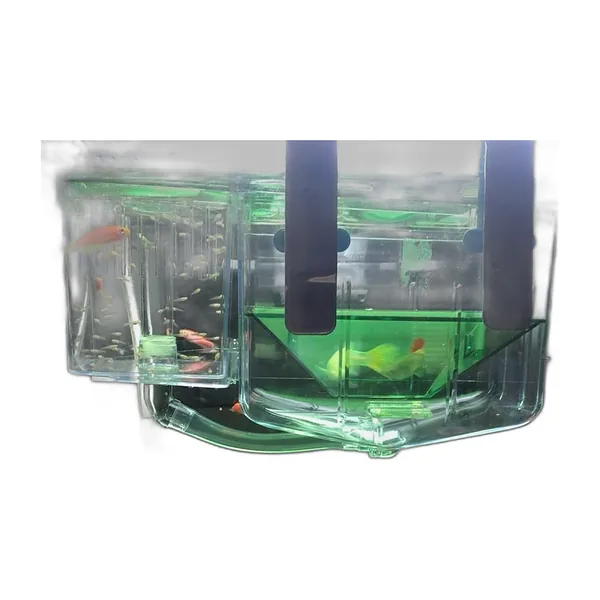 Clear and green two-compartment aquarium isolation box — view 2