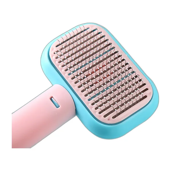 Stainless-steel pin brush for cats with a grey handle — view 3