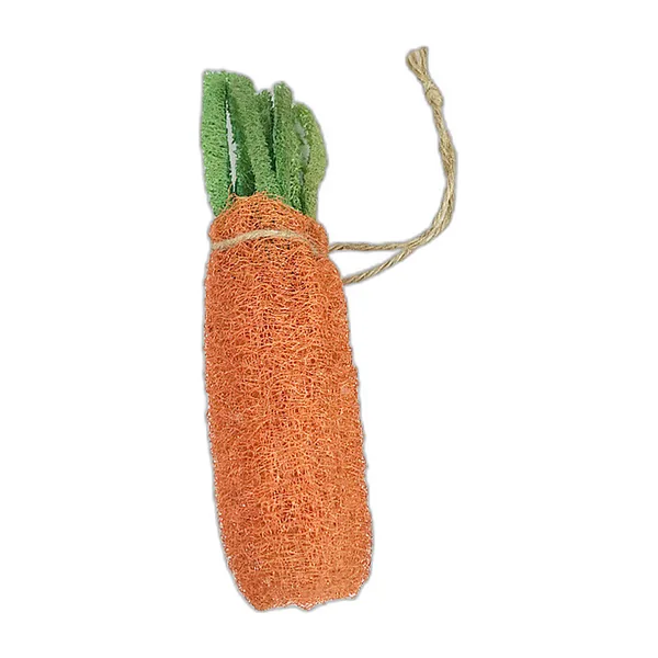 Natural loofah chew carrot with green top and string