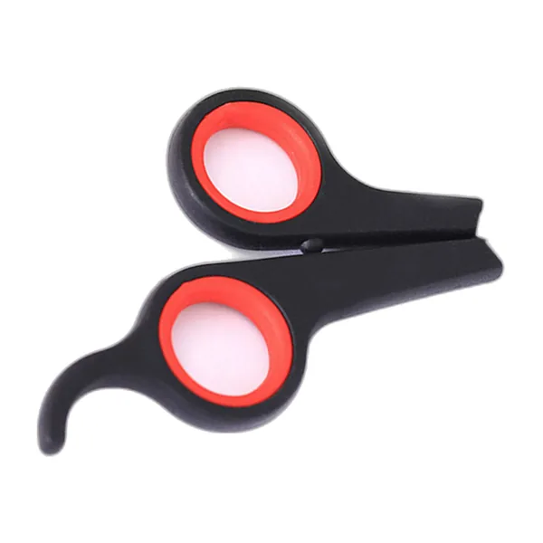 Black and red scissor-style cat nail clipper with stainless-steel blade — view 2