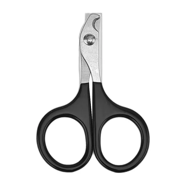 Small-dog nail clippers with stainless blades and black finger rings
