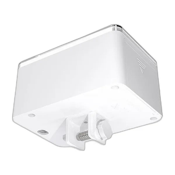 White automatic aquarium fish feeder with mounting clamp — view 3