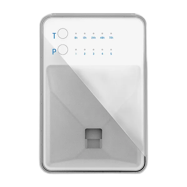 White automatic aquarium fish feeder with mounting clamp — view 4