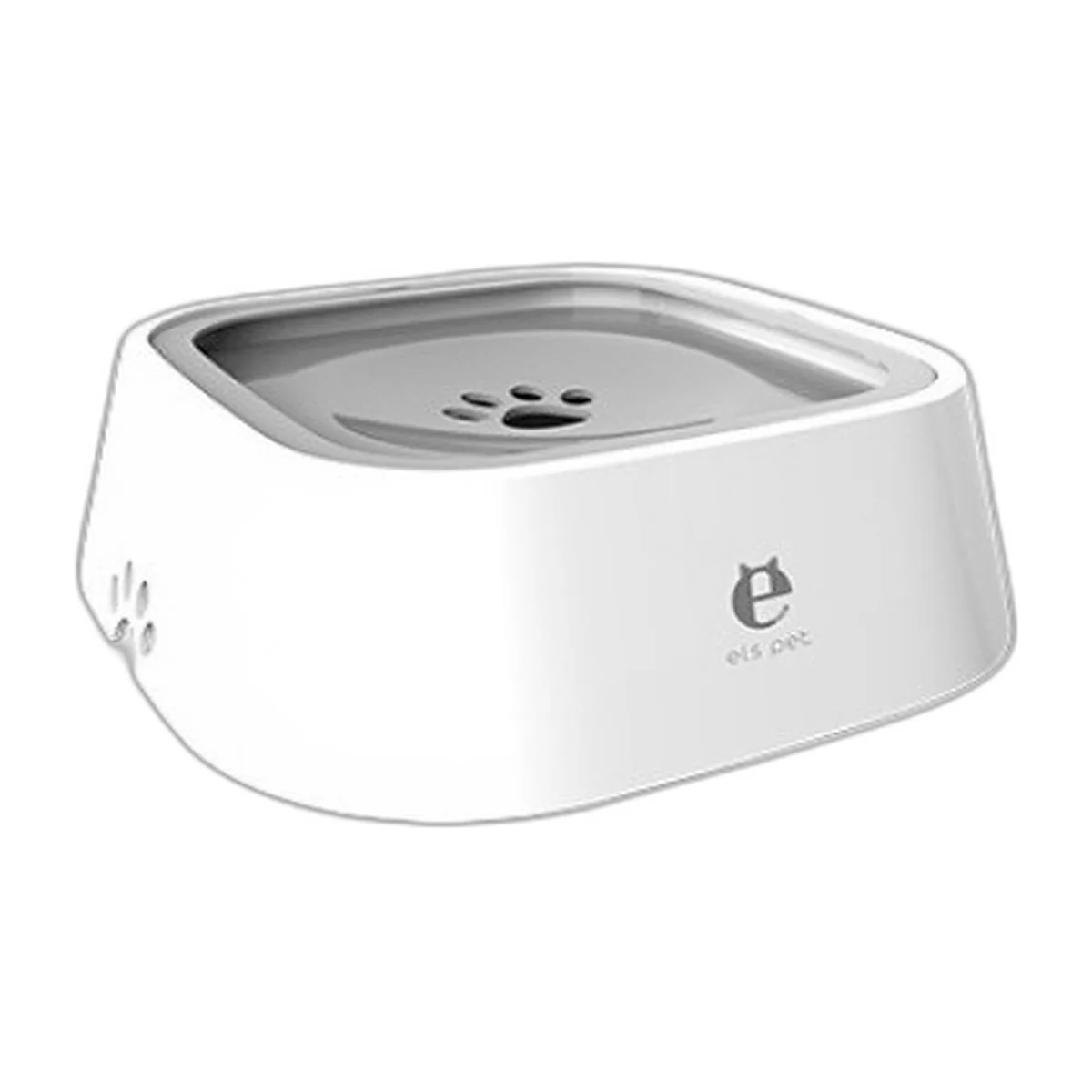 Gamelle à eau anti-éclaboussures blanche avec disque flottant gris