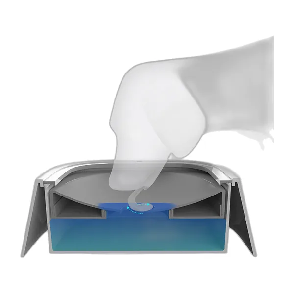 Gamelle à eau anti-éclaboussures blanche avec disque flottant gris — vue 2