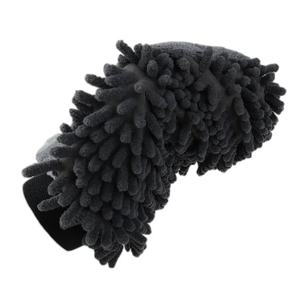 Gant de toilettage pour chien, face picots vert et contour microfibre gris — vue 3