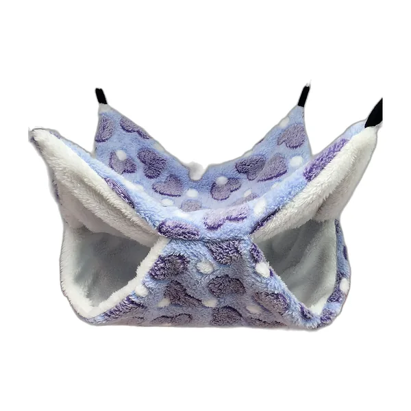 Purple heart-pattern double plush hammock hanging by four clips