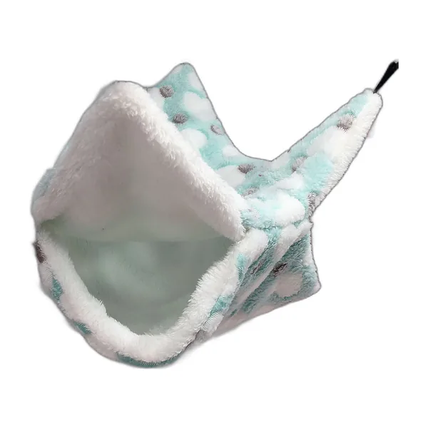Hamac double en peluche violette à motif de cœurs, suspendu par quatre attaches — vue 2