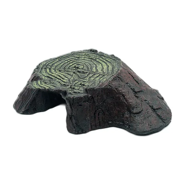 Stump-effect resin islet and hide for a young aquatic turtle