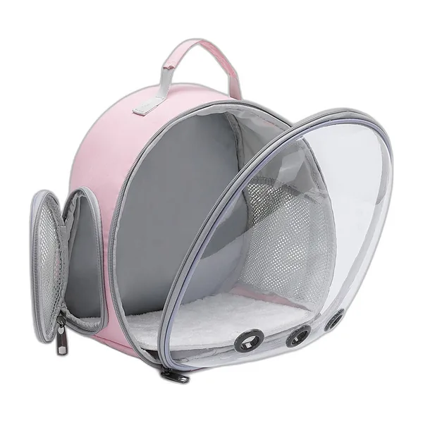 Sac à dos de transport rose à hublot transparent pour petit animal — vue 4