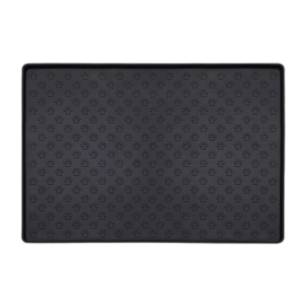 Grey raised-edge silicone feeding mat for cat bowls — view 2