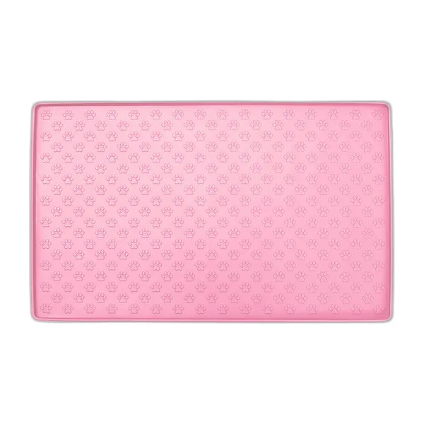 Grey raised-edge silicone feeding mat for cat bowls — view 3