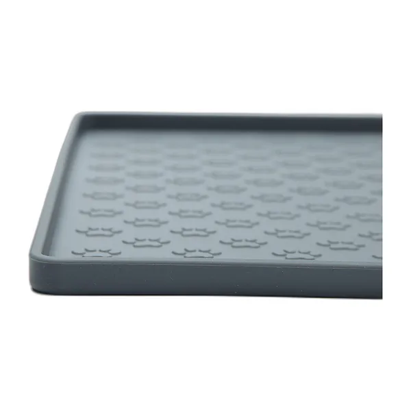 Grey raised-edge silicone feeding mat for cat bowls — view 4