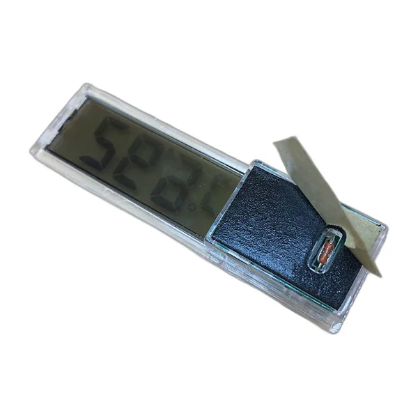 Thermomètre digital LCD argenté à coller sur la vitre d’un aquarium, affichant 28,1 °C — vue 4